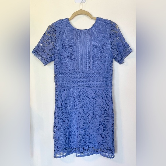 She + Sky Blue Crochet Short Sleeve Isla Dress- Size Small - Picture 2 of 7